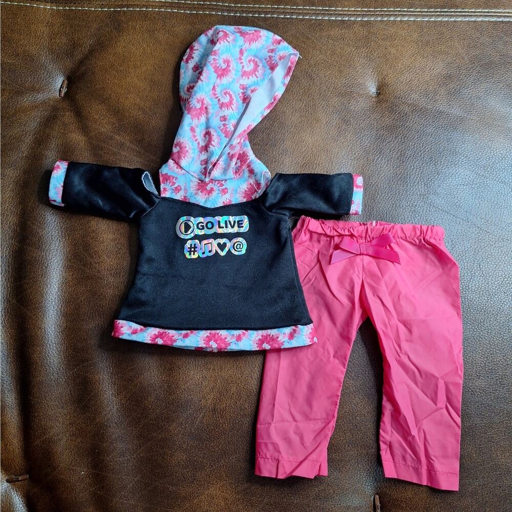 My Life As 18" Doll Clothes Outfit Go Live Hoodie Tie Dye Sweatshirt Pink Pants